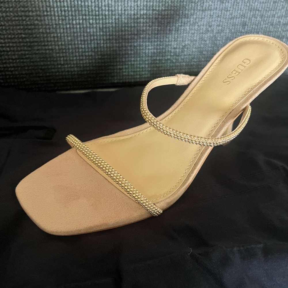 GUESS Women's Gold Strappy Heels